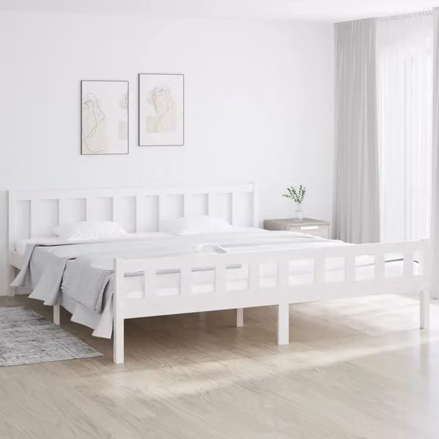 Letto con Giroletto vidaXL in Legno di Pino Massello Bianco L/P/H: 205.5 x 160 x 69.5 cm