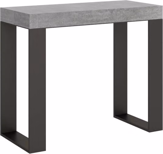 Consolle allungabile Tekno in cemento con telaio antracite L/P: 90 x 40/300 cm