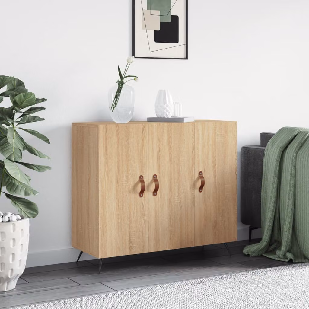 Credenza moderna vidaXL in legno multistrato color rovere Sonoma, L 90 x P 34 x H 80 cm