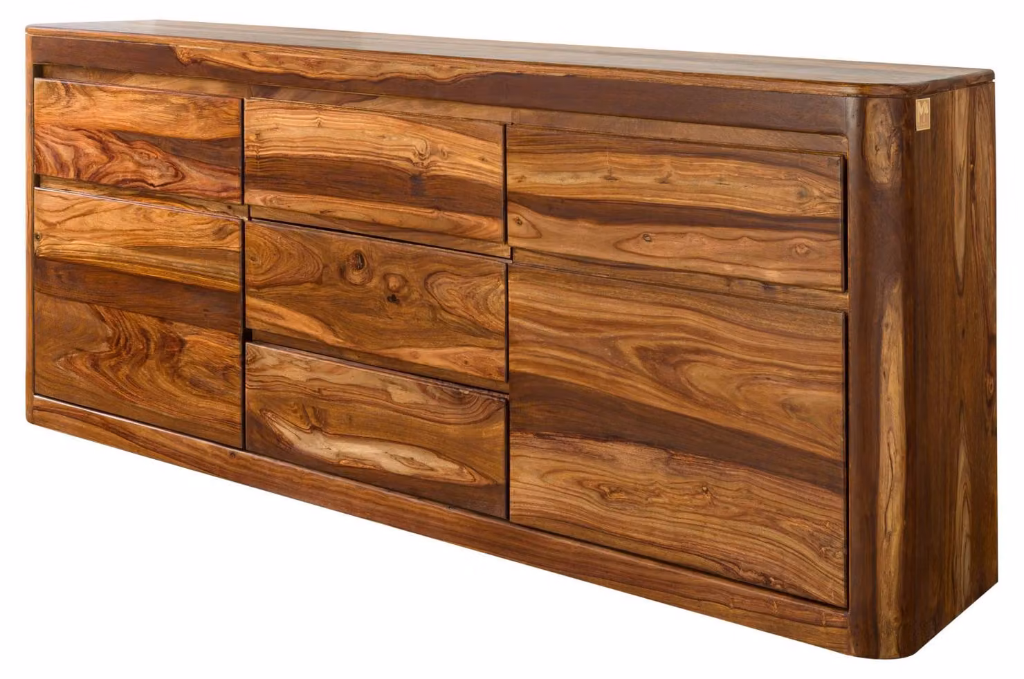 MASSIVMOEBEL24 | credenza in legno di Shesham / Acacia 185x40x80 Noce cerato TORONTO #202