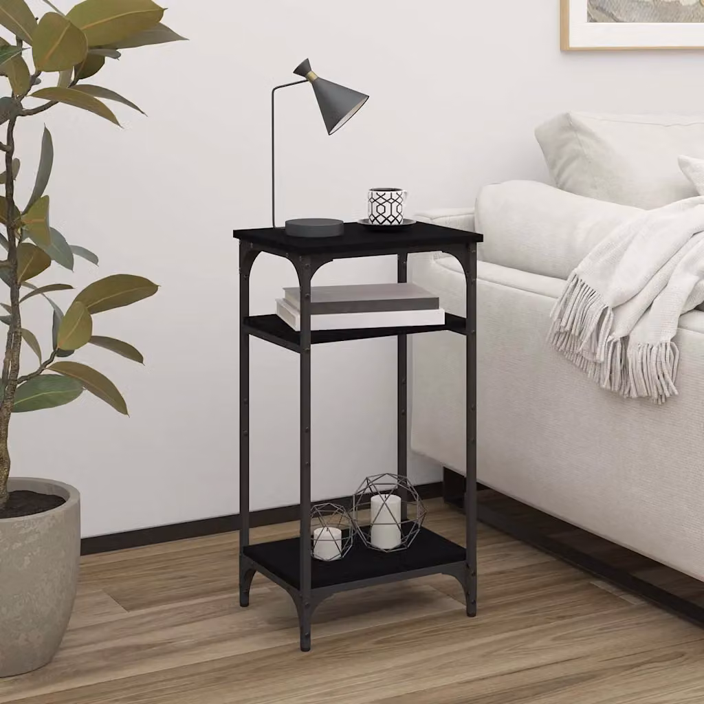 Tavolino da soggiorno vidaXL in stile industriale nero con piano in legno e struttura in metallo L/P/H: 40 x 30 x 75 cm