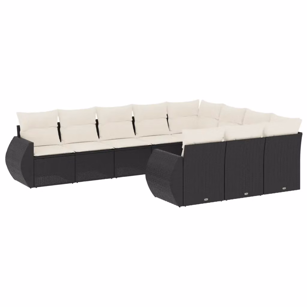 Set di divani da giardino vidaXL in polyrattan nero con cuscini inclusi – 2