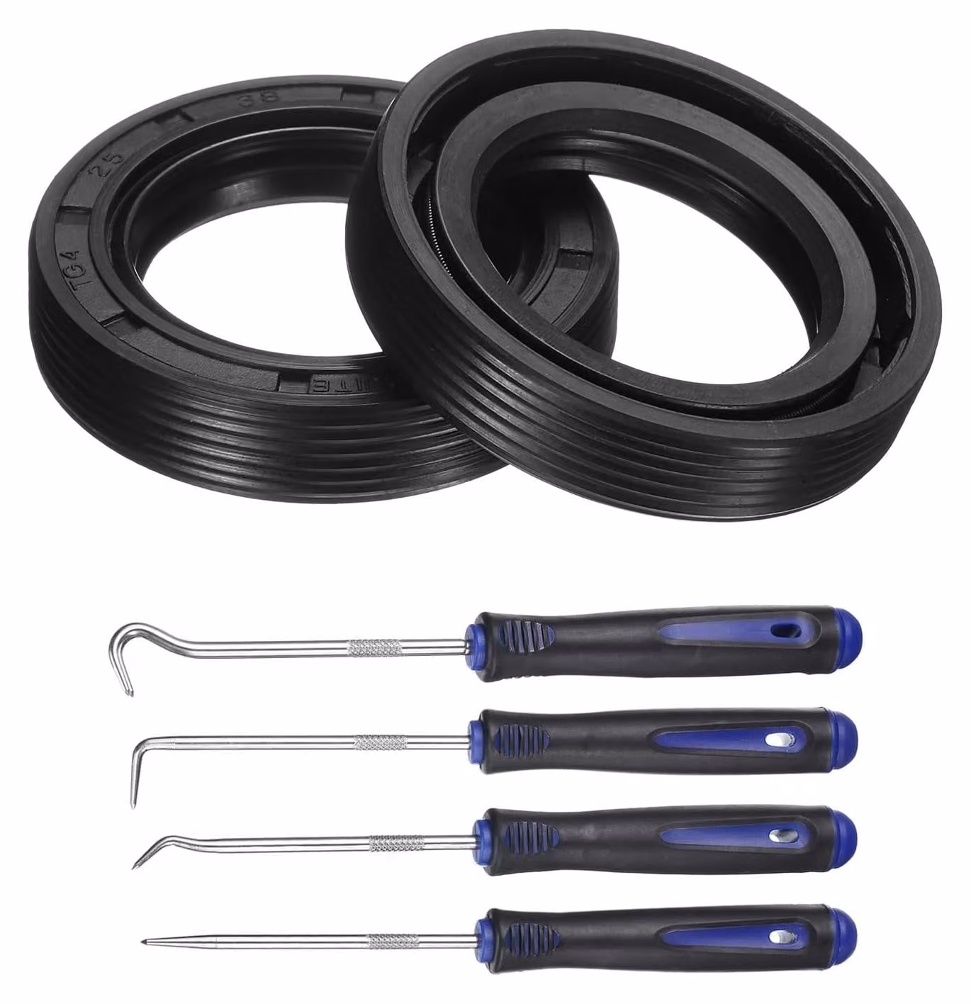 2 guarnizioni 25x38x8 mm in nitrile, a doppia labbro con sistema di ritenuta