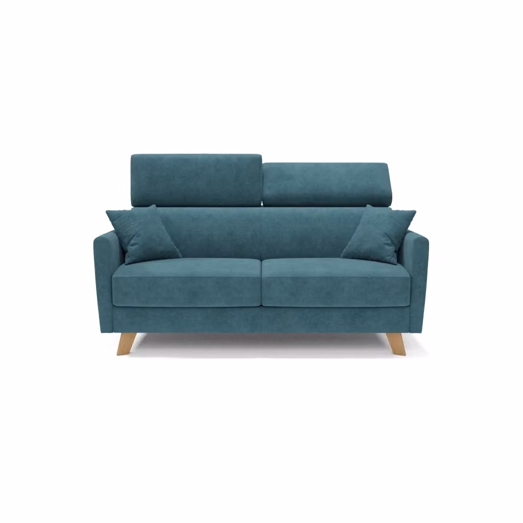 Divano letto matrimoniale Francy Divani.Store in tessuto impermeabile petrolio con poggiatesta regolabili, L: 180 cm, Materasso: 140 x 197 cm – 2