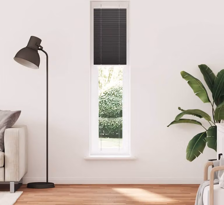 Tenda Plissettata Nera 50x200 cm Larghezza Tessuto 49,4 cm