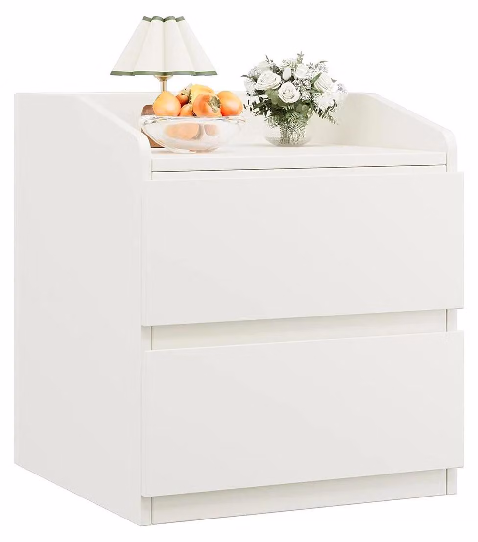 Comodino/tavolino - Con 2 cassetti - Spazio contenitivo - Design moderno - Da montare - Bianco