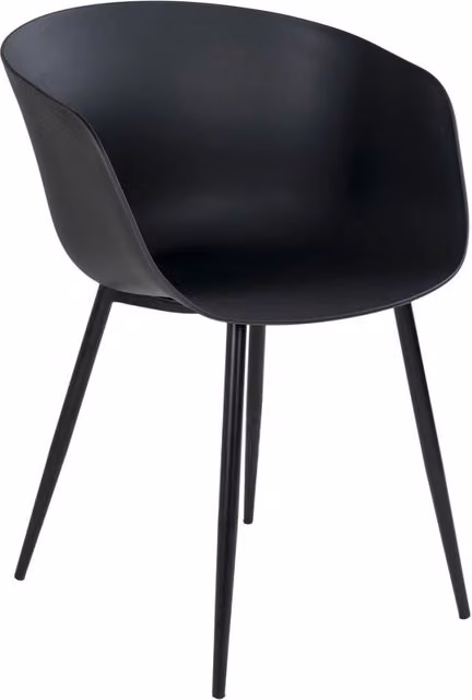 Set di 2 sedie da pranzo Roda Vikasa Home nere con struttura in metallo e seduta in plastica lucida L/P/H: 45 x 55 x 78 cm – 1