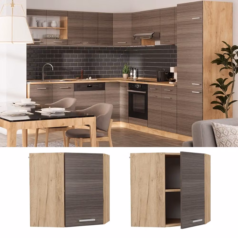 Mobile angolare da cucina Vicco R-Line Grigio e Rovere dorato L: 57 cm, P: 31 cm, H: 60 cm – 2