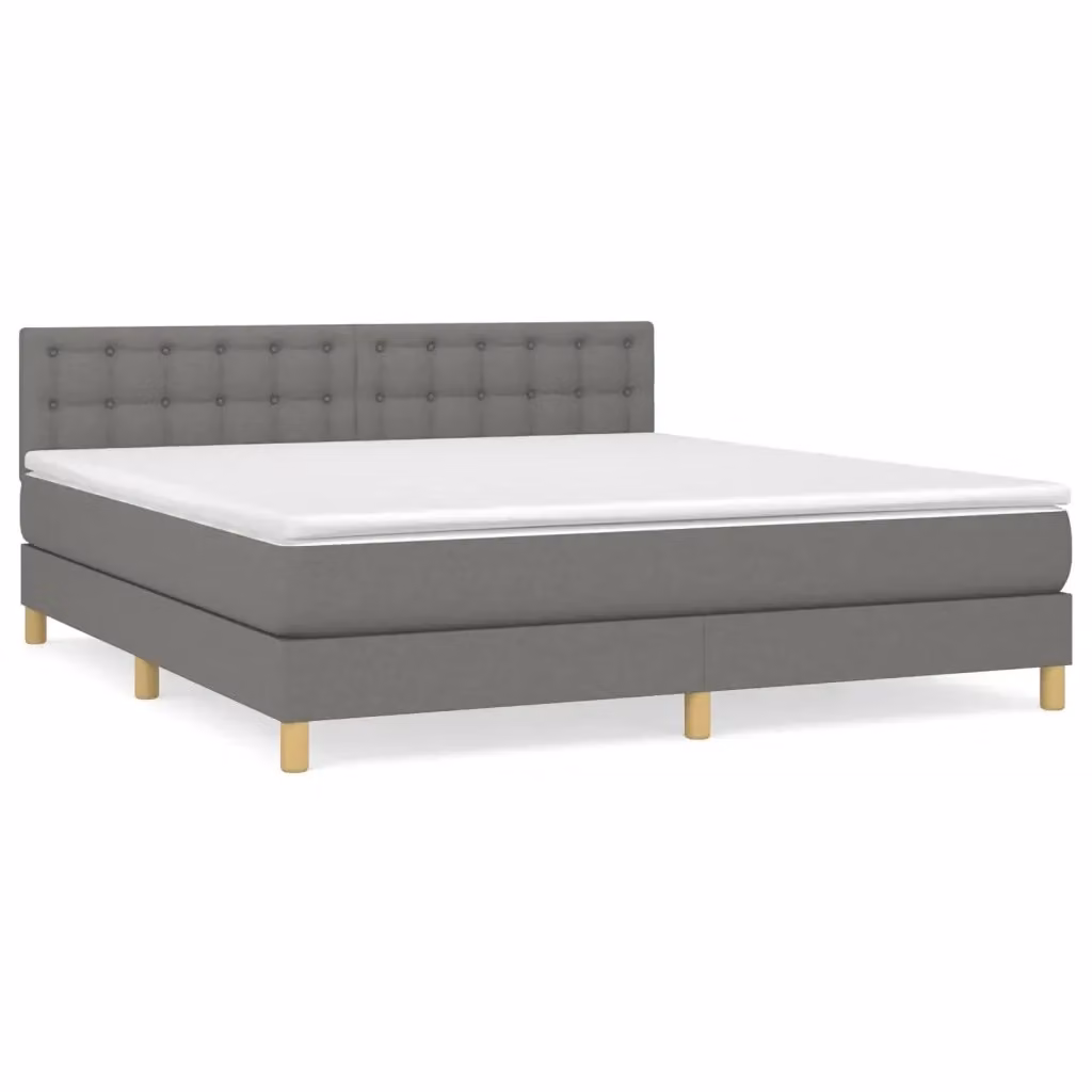 Letto Ibrido con Giroletto a Molle e Materasso vidaXL in Tessuto Grigio e Bianco L/P/H: 160 x 200 x 78 cm – 2