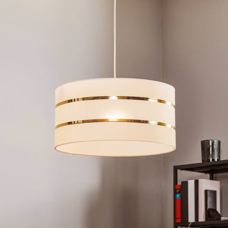 Lampada a sospensione Helen HELAM, dimmerabile, Bianco / Opale, Soggiorno / Sala da pranzo, Tessuto / Stoffa / Seta, Moderno, Lampada a sospensione
