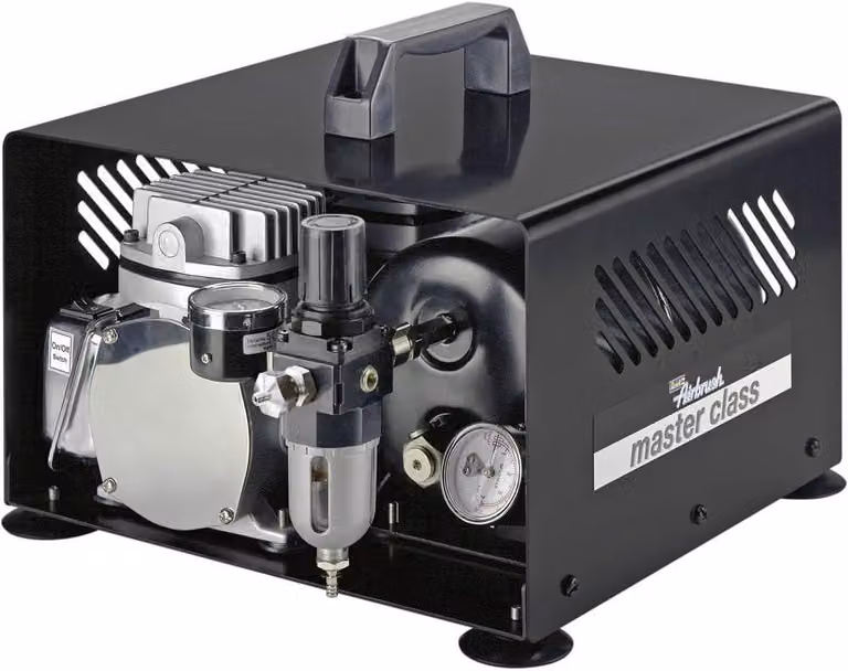 Compressore per aerografo – Doppio cilindro senza olio con serbatoio d'aria da 2,5 litri
