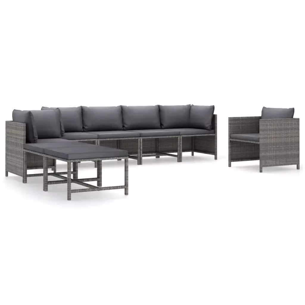Set di Divani da Giardino a L vidaXL in Polyrattan Grigio Antracite con Cuscini e Struttura in Acciaio – 2