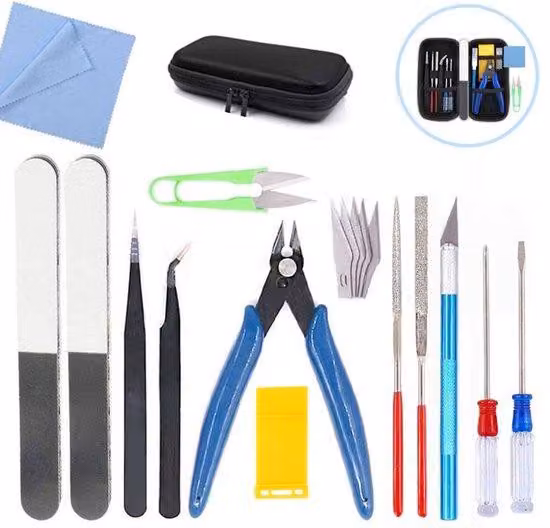 Kit di strumenti per principianti per la costruzione di modelli, adatto per modelli di Gundam, auto e aerei, set da 14 pezzi.