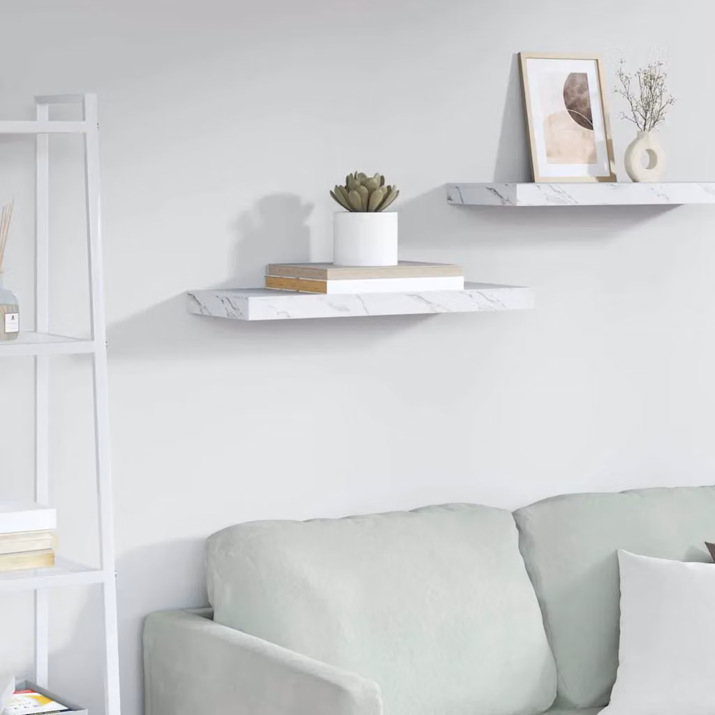 Scaffale da parete moderno vidaXL in marmo bianco L: 60 cm, P: 23 cm, H: 3,8 cm
