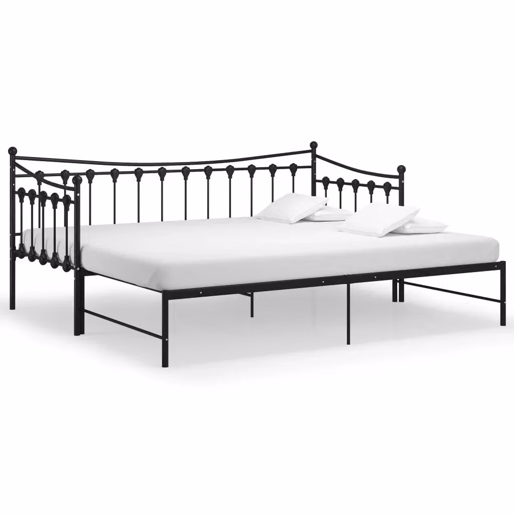 vidaXL Telaio Divano Letto Estraibile in Metallo Nero L 200 x P 90 cm – 2