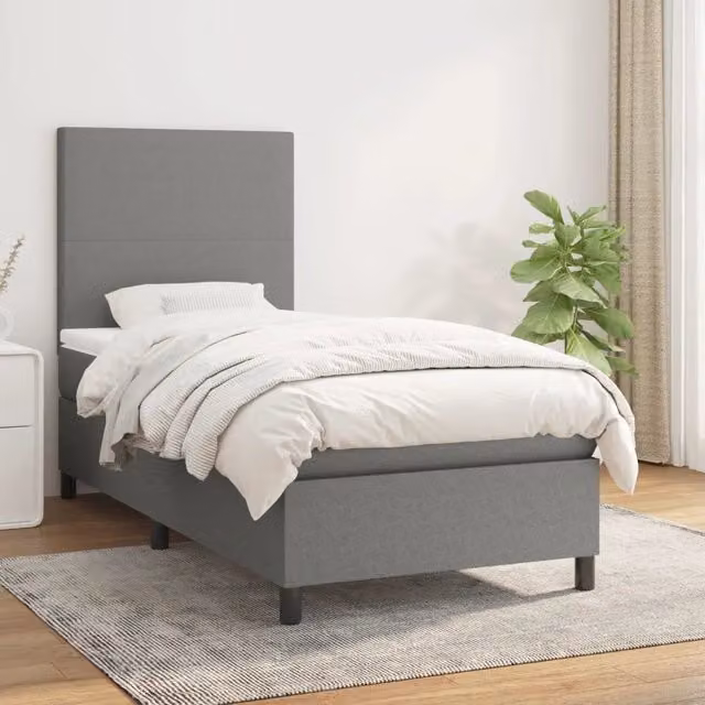 Letto Ibrido con Giroletto a Molle e Materasso vidaXL, Grigio e Bianco, L 90 x P 200 cm – 1
