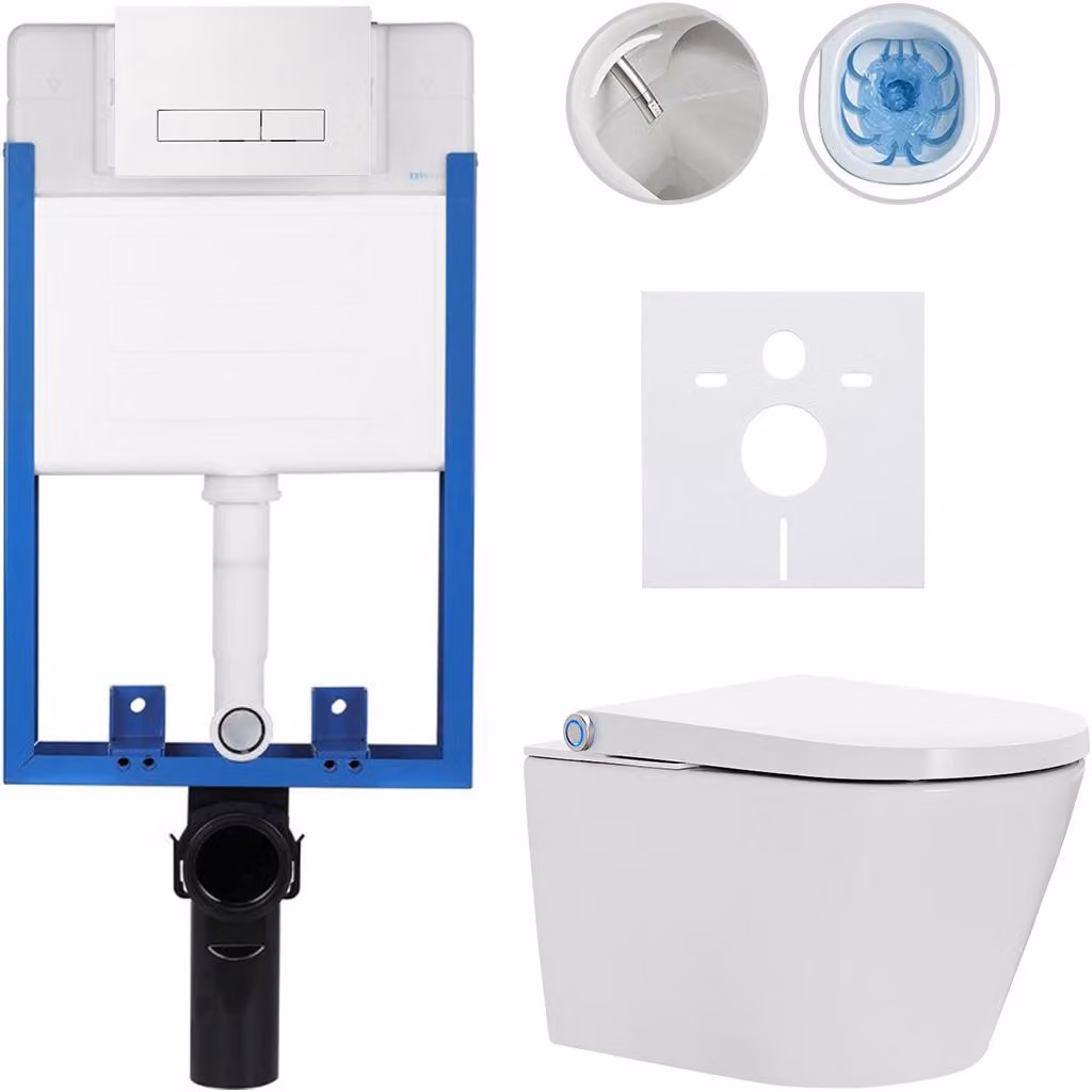 Set completo per WC Profi/Cronus Standard - bianco lucido - pulsante per WC modello Slim/bianco - da incasso - 59,3x38,4 cm
