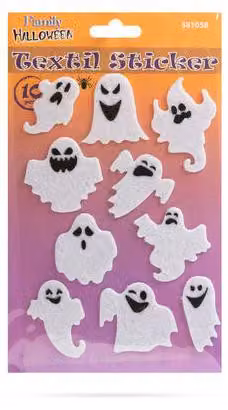 Adesivi decorativi in tessuto - motivo: fantasma - confezione da 10 pezzi