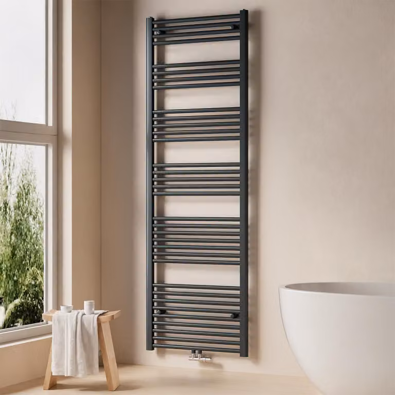 EMKE radiatore bagno asciugamani radiatore 60x180cm 860 Watt di potenza antracite attacco centrale riscaldamento senza resistenza