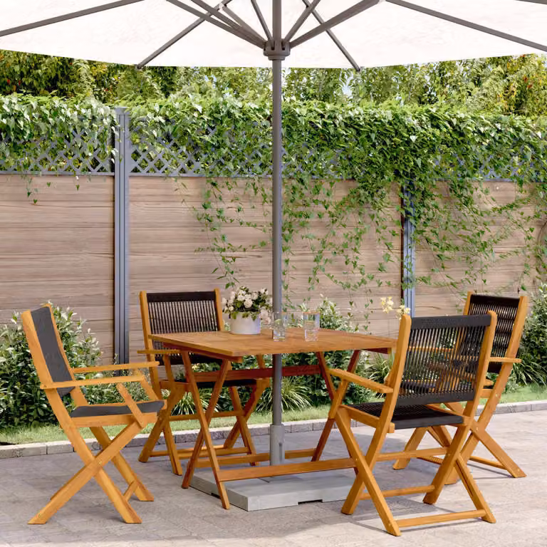 Maison Exclusive - Set da pranzo da giardino 5 pezzi in polipropilene e legno massello, nero