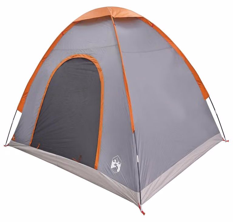 Tenda da campeggio con tetto grigio e arancione, dimensioni 190 x 140 x 105 cm