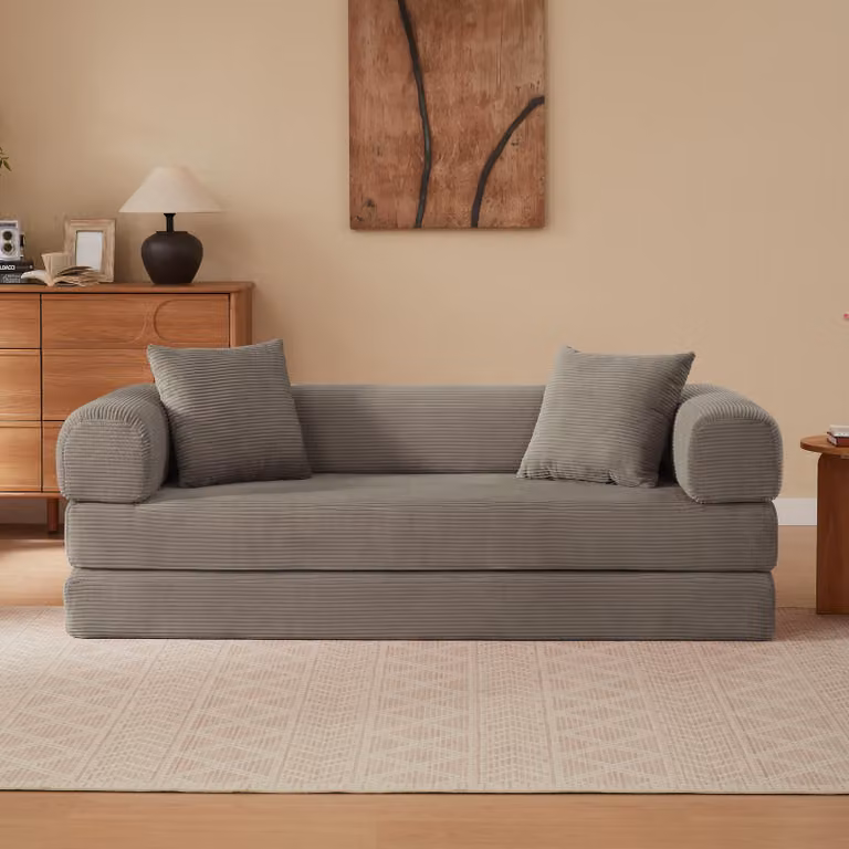 Divano letto, divano modulare a pavimento in stile tatami per 2 persone, con un posto letto per 1 persona, rivestito in velluto con imbottitura in schiuma fredda, senza necessità di montaggio, dotato di piedini antiscivolo