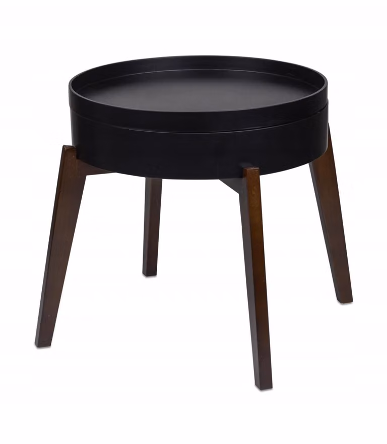 Tavolino rotondo da 45 cm con ripiano e vassoio, tavolino decorativo in stile loft
