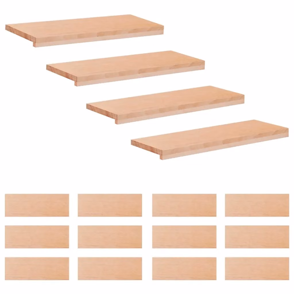Set di 16 tappeti per scale vidaXL in effetto legno di faggio, colore beige, L 80 x P 25 x H 2 cm – 2
