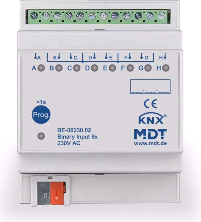 MDT KNX Ingresso binario 8 vie 230 V CA/CC REG, 1 pz.