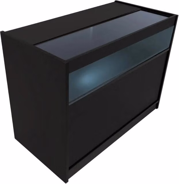 Bancone LED B1200 Nero con 1 Ripiano a Vista e 2 Chiusi