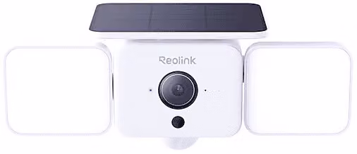 Videocamera di sorveglianza esterna Reolink Floodlight Series F310B bianca con connettività WiFi, illuminazione LED, alimentazione solare e protezione IP67