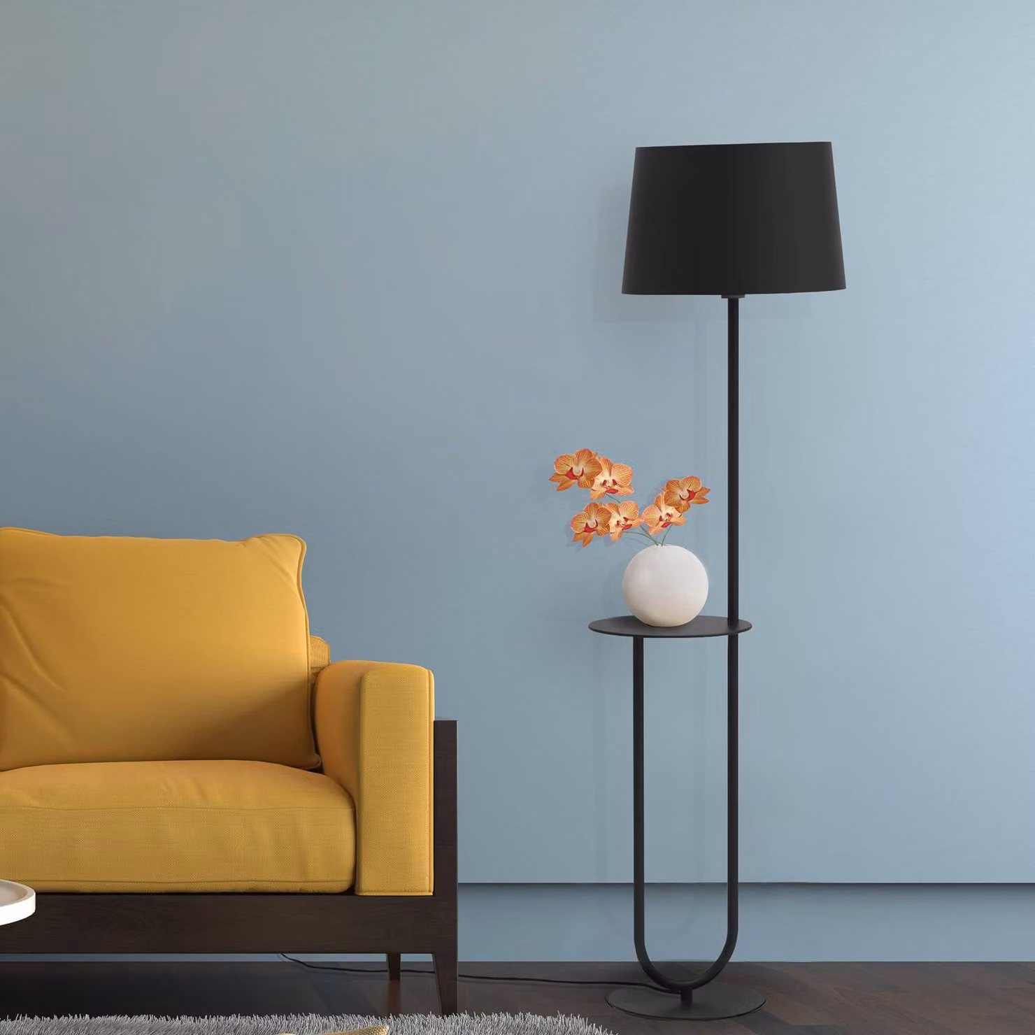 Aluminor Lampada da terra Duo, Nero, Soggiorno / Sala da pranzo, Metallo, Moderno, Lampada da terra