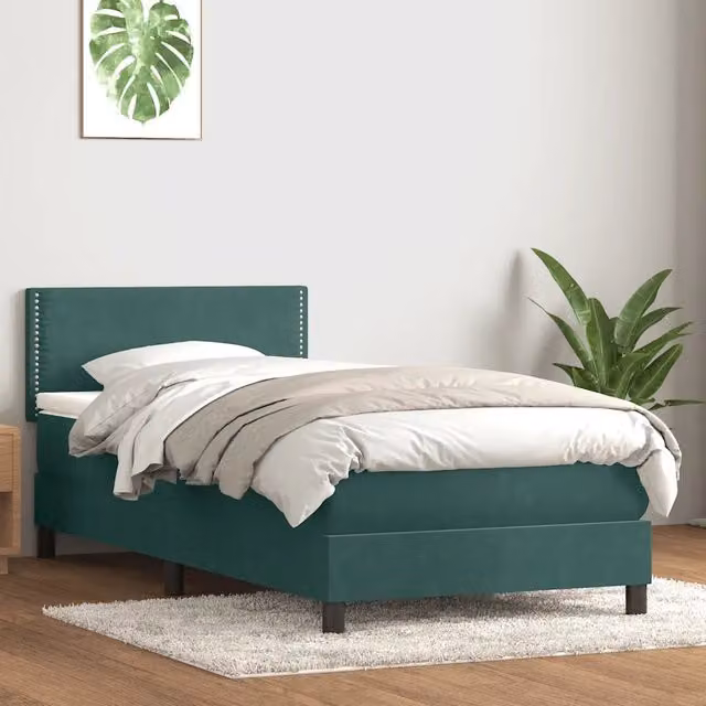 Giroletto a Molle con Materasso Verde Scuro 80x220 cm Velluto 3316140