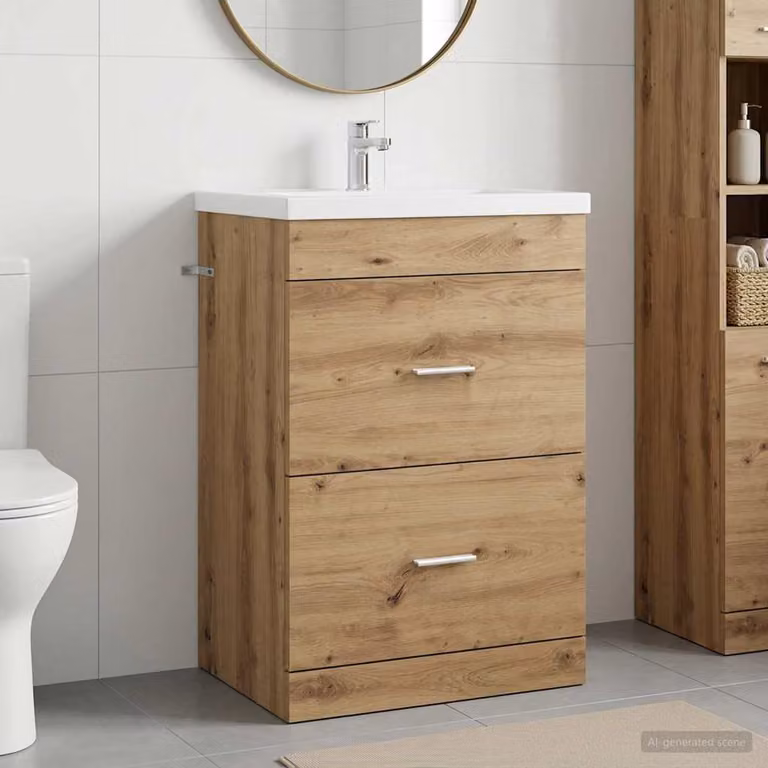 Mobiletto da Bagno Sotto Lavabo vidaXL in Legno Marrone Opaco con Cassetti e Ante L/P/H: 81.0 x 37.5 x 56.0 cm