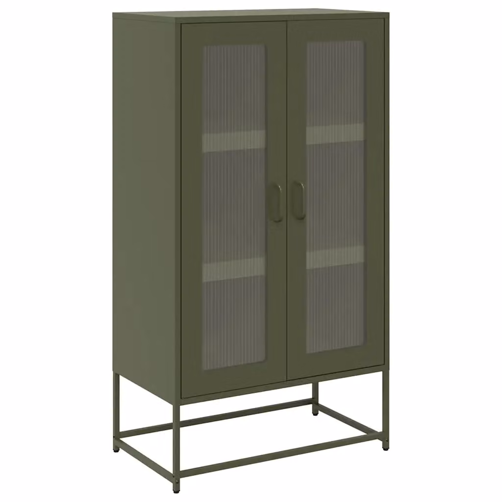 Credenza Buffet Design Mania Verde Oliva in Metallo con Ante a Battente L: 68 cm, P: 39 cm, H: 123 cm – 2