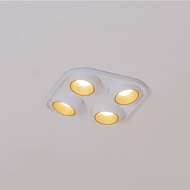 BEGA Bega Faretto da incasso a LED Studio Line, bianco/ottone, 4 luci. dimmerabile, Bianco / Opale, Soggiorno / Sala da pranzo, Plastica