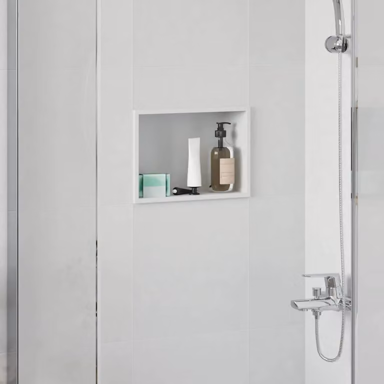 Nicchia per doccia incassata vidaXL in acciaio inox, Bianco, L: 30 cm, P: 20 cm, H: 9,5 cm