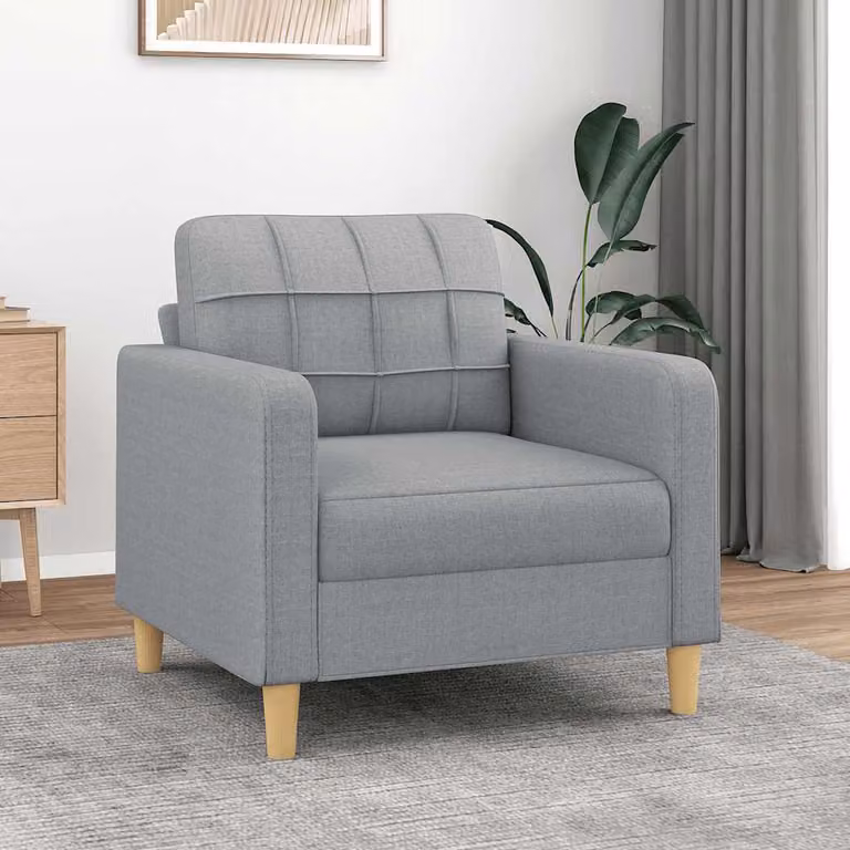 Poltrona moderna vidaXL in tessuto grigio con struttura in metallo e braccioli