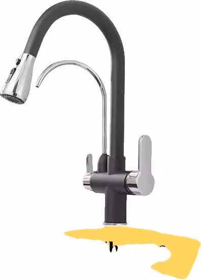 Rubinetto da cucina, doppia maniglia, finitura cromata, cromo nero