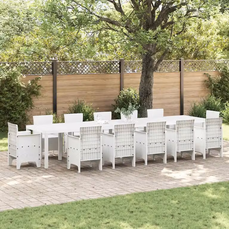 vidaXL Tavolo da giardino rettangolare in polyrattan bianco L: 400 cm, P: 100 cm, H: 73 cm