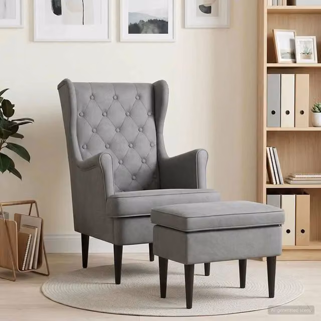 Divano Sedia-Poltrona con Ottomano 2 pz Grigio Scuro Velluto 170220