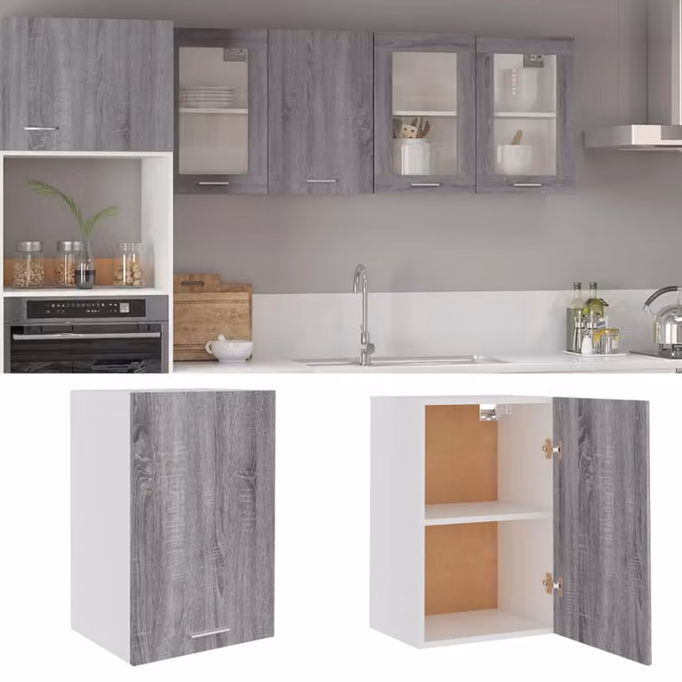 Pensile da cucina moderno vidaXL Lyon Grigio Sonoma con ante a battente L/P/H: 39,5 x 31 x 60 cm