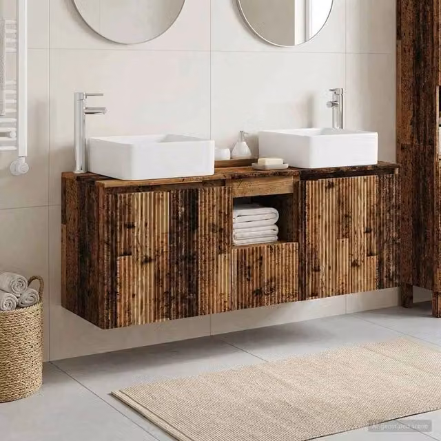 Set di Armadi da Bagno 3 pz Legno antico 135 x 35 x 80 cm 3405665