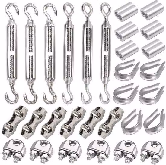 Set di utensili a vite - Morsetti e anelli - Fissaggio esterno - 30 pezzi in acciaio inossidabile - M5 3 mm - Argento