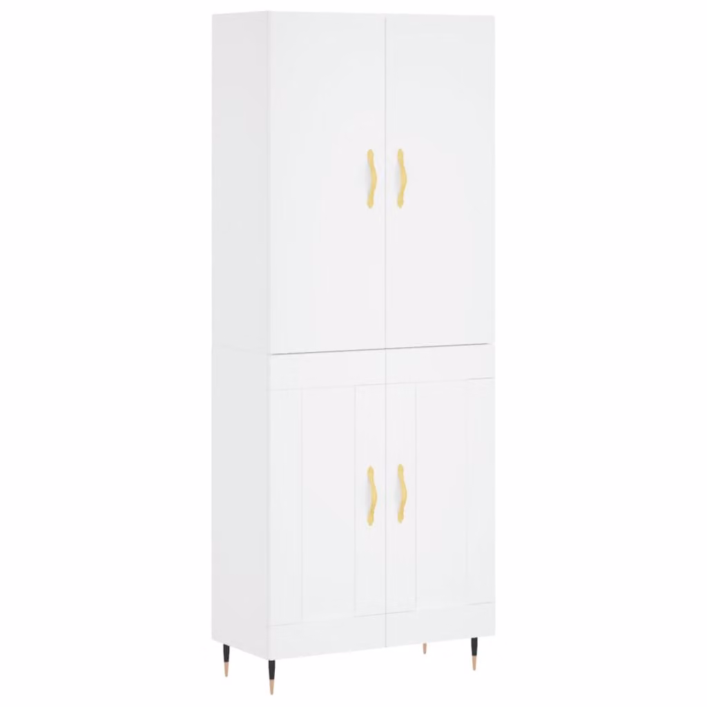 Credenza Bianca 69,5x34x180 cm in Legno Multistrato