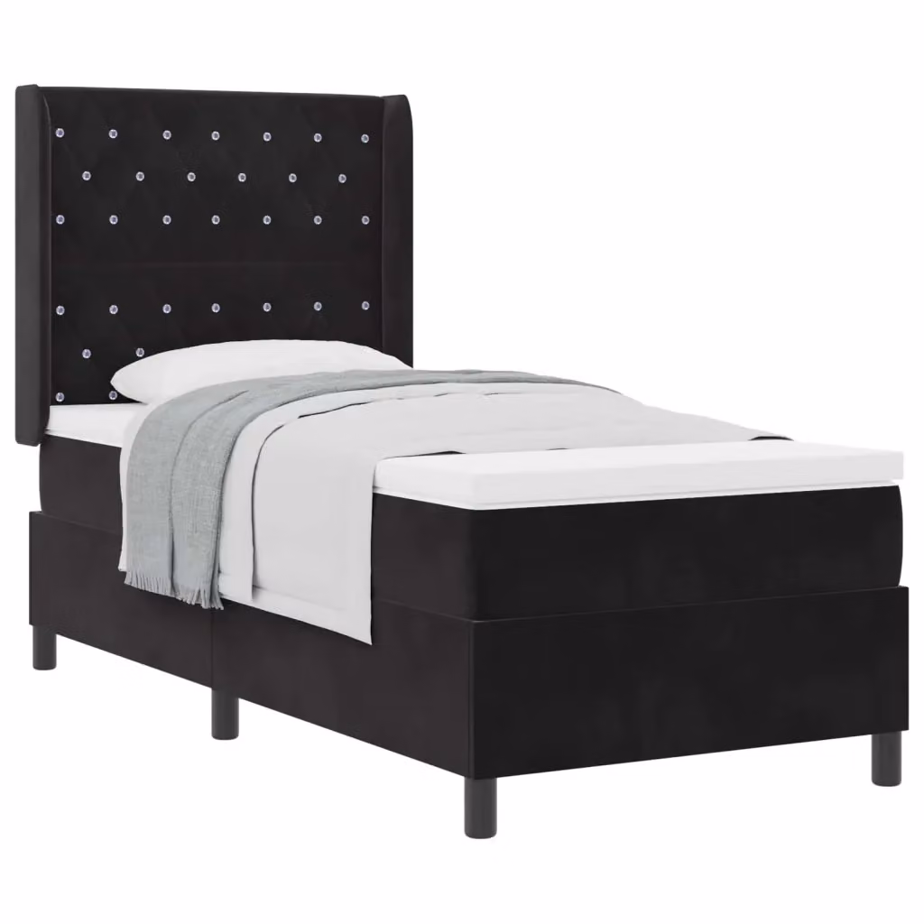 Letto a molle con materasso vidaXL in velluto nero L/P/H: 90 x 200 x 93 cm – 2
