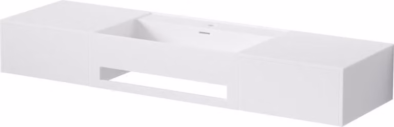 Steinberg Série 443 lavabo mural, 2 tiroirs, avec porte-serviettes, 1400x400x200mm, 1 trou pour robinet, avec trop-plein, SOLIDSurface, 4437240W, 4437240W