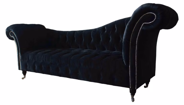 Sofa Luxus Textil Chesterfield Couch Polster 3 Sitzer Garnitur Blau Samt