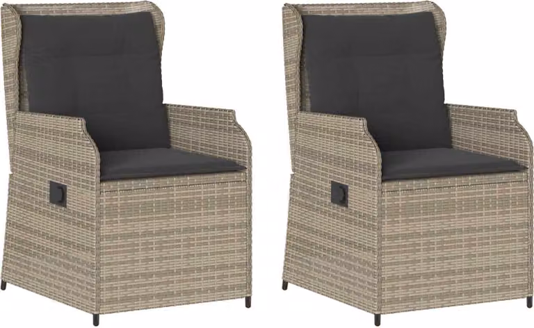 Panchina da giardino 2 pcs Grigio chiaro polyrattan