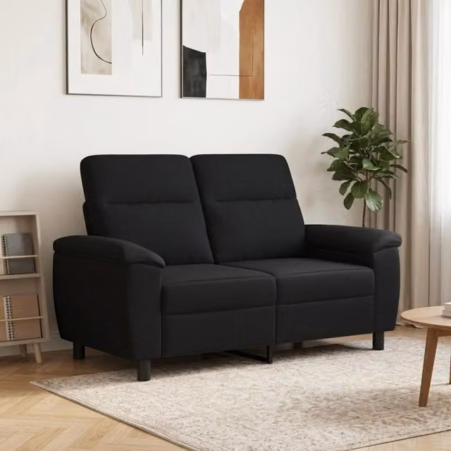 Divano moderno vidaXL in tessuto nero con struttura in metallo L/P/H: 158 x 90 x 95 cm – 1
